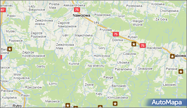 mapa Homrzyska, Homrzyska na mapie Targeo