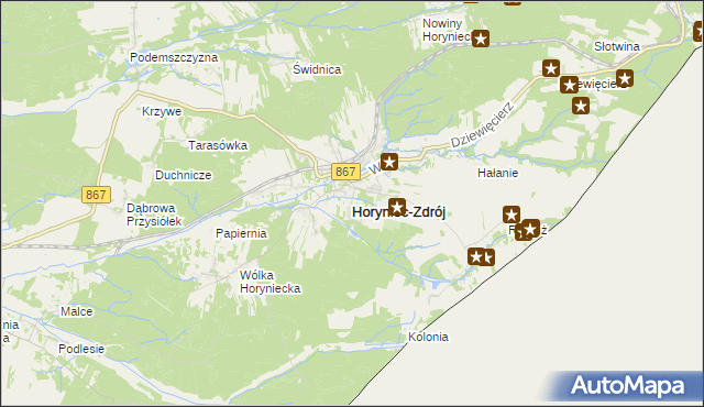 mapa Horyniec-Zdrój, Horyniec-Zdrój na mapie Targeo