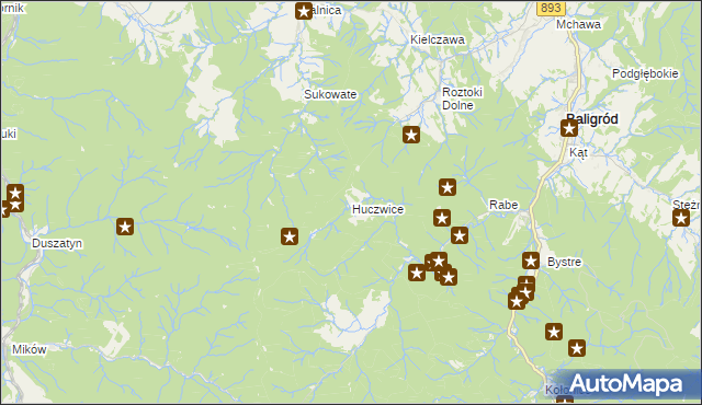 mapa Huczwice, Huczwice na mapie Targeo