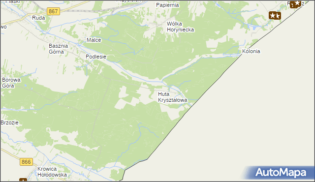 mapa Huta Kryształowa, Huta Kryształowa na mapie Targeo