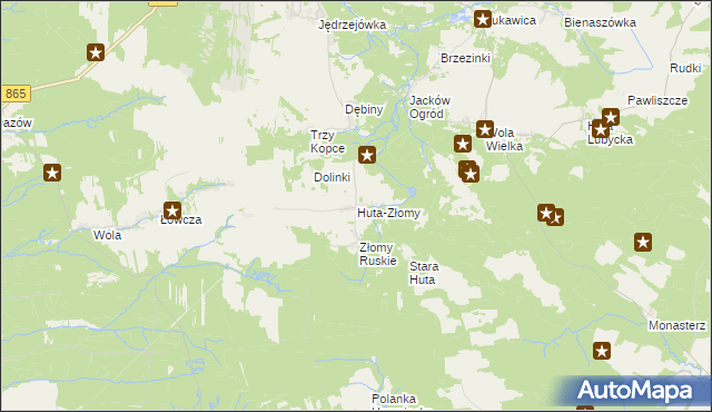 mapa Huta-Złomy, Huta-Złomy na mapie Targeo