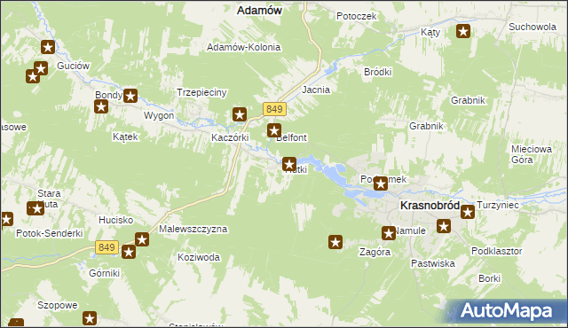 mapa Hutki gmina Krasnobród, Hutki gmina Krasnobród na mapie Targeo