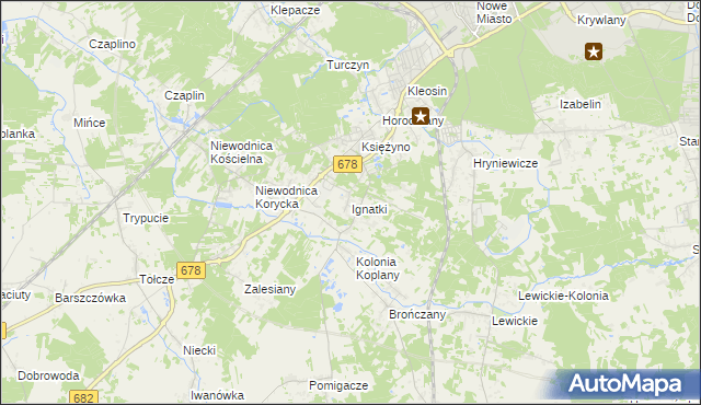 mapa Ignatki gmina Juchnowiec Kościelny, Ignatki gmina Juchnowiec Kościelny na mapie Targeo