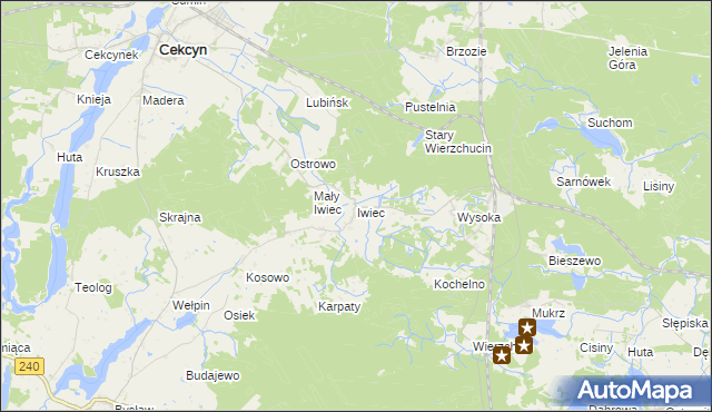 mapa Iwiec, Iwiec na mapie Targeo