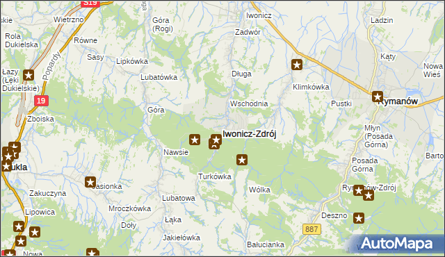 mapa Iwonicz-Zdrój, Iwonicz-Zdrój na mapie Targeo