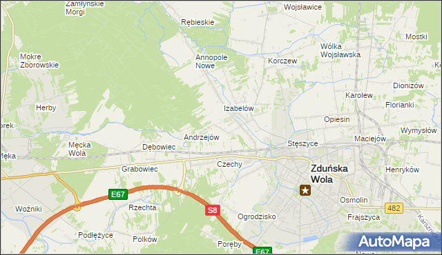 mapa Izabelów Mały, Izabelów Mały na mapie Targeo