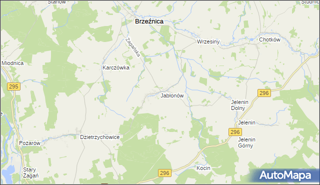 mapa Jabłonów gmina Brzeźnica, Jabłonów gmina Brzeźnica na mapie Targeo