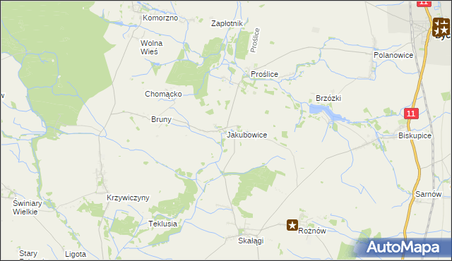 mapa Jakubowice gmina Byczyna, Jakubowice gmina Byczyna na mapie Targeo