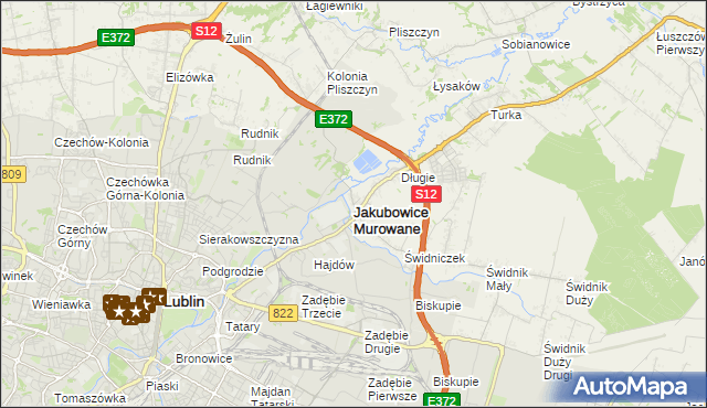 mapa Jakubowice Murowane, Jakubowice Murowane na mapie Targeo