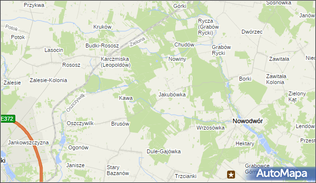 mapa Jakubówka gmina Nowodwór, Jakubówka gmina Nowodwór na mapie Targeo