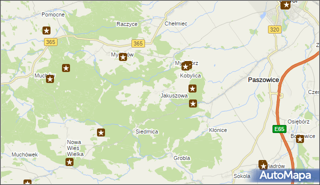 mapa Jakuszowa, Jakuszowa na mapie Targeo