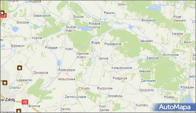 mapa Janina gmina Busko-Zdrój, Janina gmina Busko-Zdrój na mapie Targeo