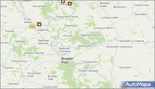 mapa Janoszyce, Janoszyce na mapie Targeo