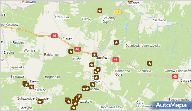 mapa Janów powiat częstochowski, Janów powiat częstochowski na mapie Targeo