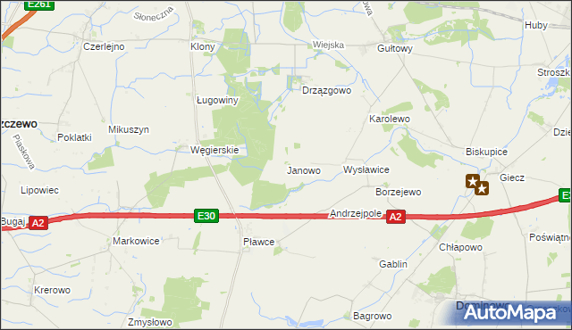mapa Janowo gmina Dominowo, Janowo gmina Dominowo na mapie Targeo