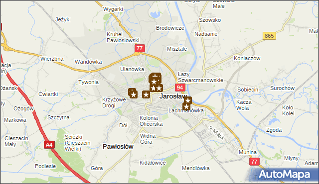 mapa Jarosławia, Jarosław na mapie Targeo