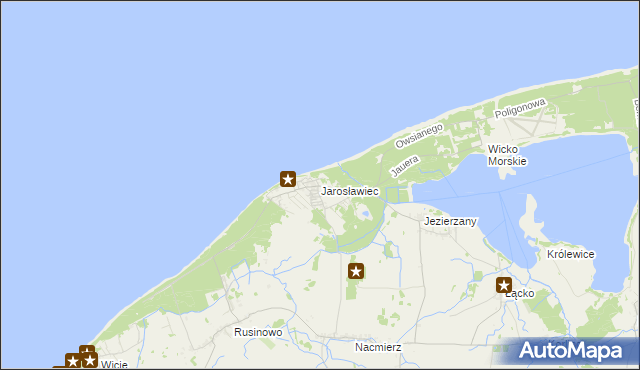 mapa Jarosławiec gmina Postomino, Jarosławiec gmina Postomino na mapie Targeo