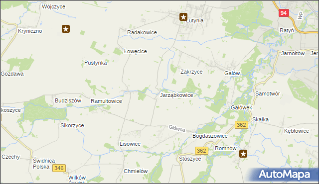 mapa Jarząbkowice gmina Kostomłoty, Jarząbkowice gmina Kostomłoty na mapie Targeo