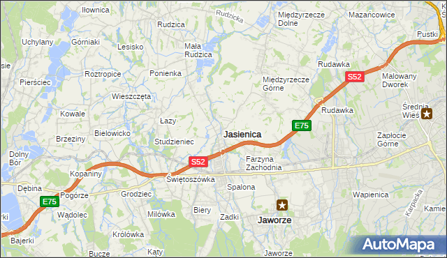 mapa Jasienica powiat bielski, Jasienica powiat bielski na mapie Targeo