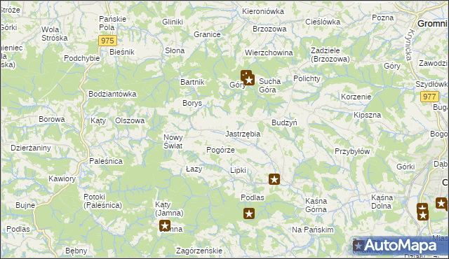 mapa Jastrzębia gmina Ciężkowice, Jastrzębia gmina Ciężkowice na mapie Targeo