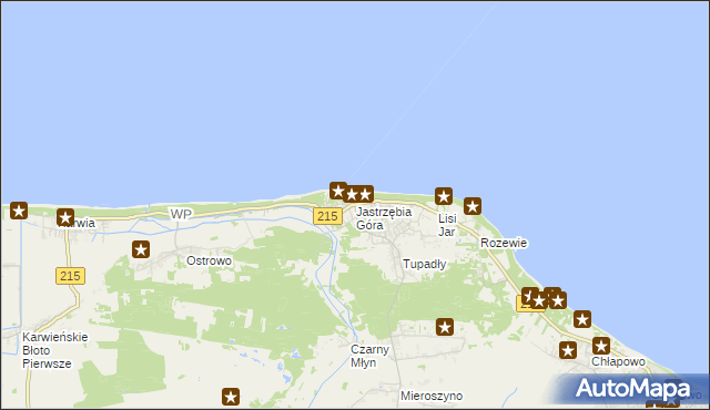 mapa Jastrzębia Góra, Jastrzębia Góra na mapie Targeo