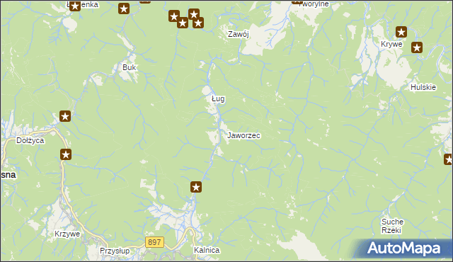 mapa Jaworzec, Jaworzec na mapie Targeo