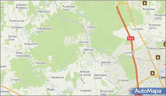 mapa Jedlicze B, Jedlicze B na mapie Targeo