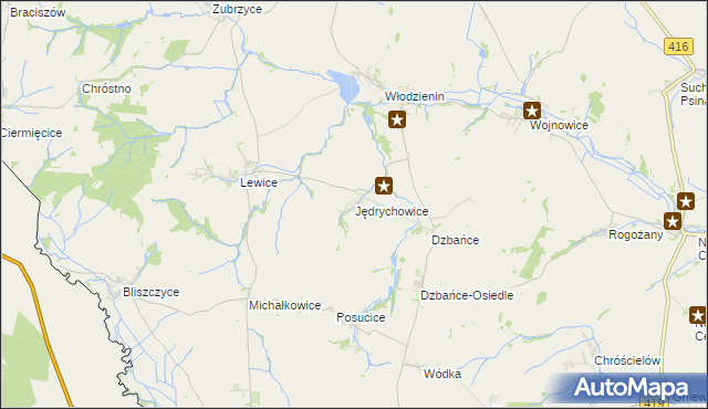mapa Jędrychowice, Jędrychowice na mapie Targeo