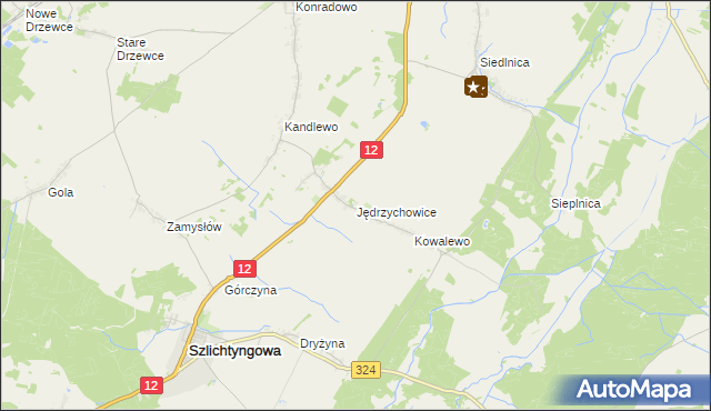 mapa Jędrzychowice gmina Szlichtyngowa, Jędrzychowice gmina Szlichtyngowa na mapie Targeo