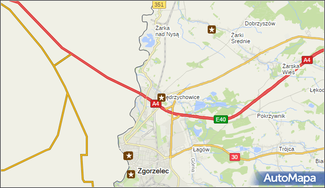 mapa Jędrzychowice gmina Zgorzelec, Jędrzychowice gmina Zgorzelec na mapie Targeo