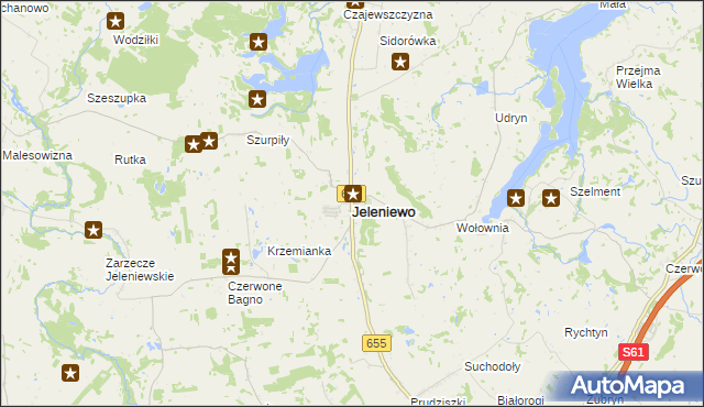 mapa Jeleniewo, Jeleniewo na mapie Targeo