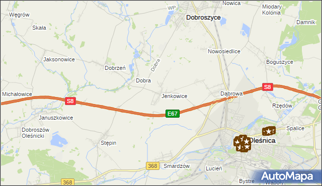 mapa Jenkowice gmina Oleśnica, Jenkowice gmina Oleśnica na mapie Targeo