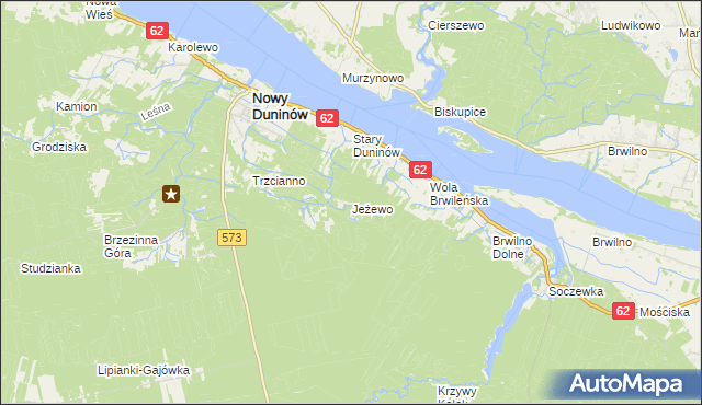 mapa Jeżewo gmina Nowy Duninów, Jeżewo gmina Nowy Duninów na mapie Targeo