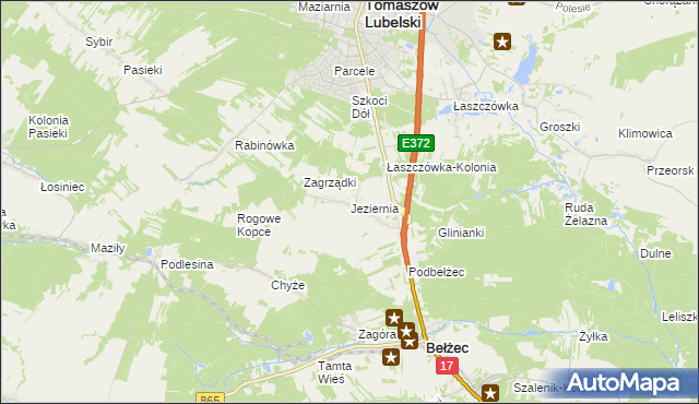 mapa Jeziernia, Jeziernia na mapie Targeo