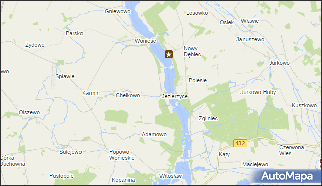mapa Jezierzyce gmina Śmigiel, Jezierzyce gmina Śmigiel na mapie Targeo