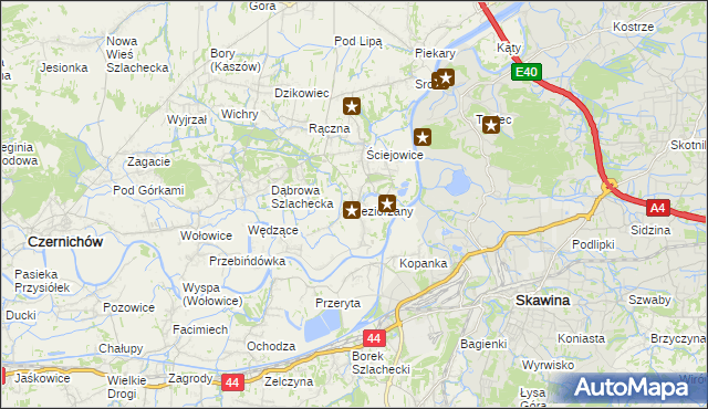 mapa Jeziorzany gmina Liszki, Jeziorzany gmina Liszki na mapie Targeo