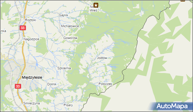 mapa Jodłów gmina Międzylesie, Jodłów gmina Międzylesie na mapie Targeo