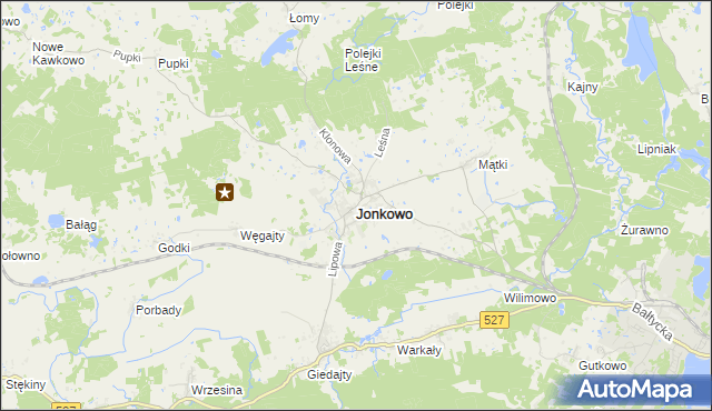 mapa Jonkowo, Jonkowo na mapie Targeo