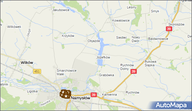 mapa Józefków gmina Namysłów, Józefków gmina Namysłów na mapie Targeo