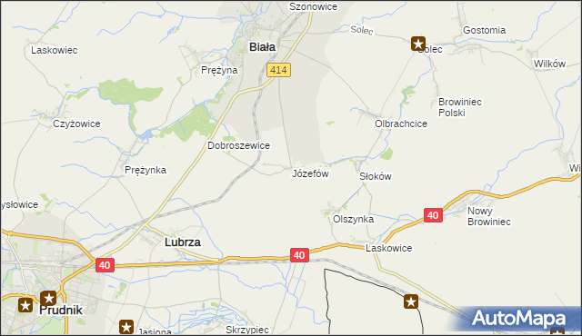 mapa Józefów gmina Biała, Józefów gmina Biała na mapie Targeo