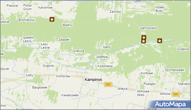 mapa Józefów gmina Kampinos, Józefów gmina Kampinos na mapie Targeo