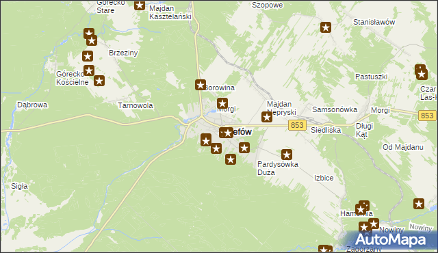 mapa Józefów powiat biłgorajski, Józefów powiat biłgorajski na mapie Targeo