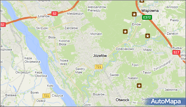 mapa Józefów powiat otwocki, Józefów powiat otwocki na mapie Targeo