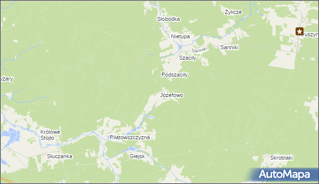 mapa Józefowo gmina Gródek, Józefowo gmina Gródek na mapie Targeo