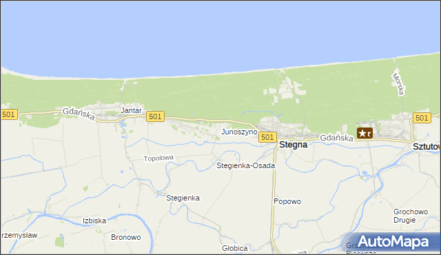 mapa Junoszyno, Junoszyno na mapie Targeo