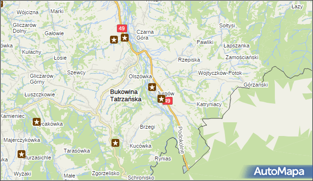 mapa Jurgów, Jurgów na mapie Targeo