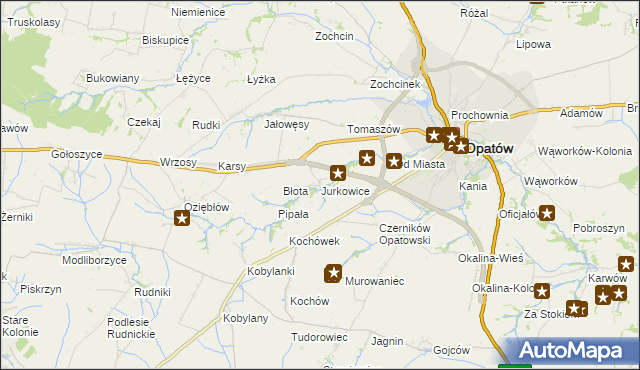 mapa Jurkowice gmina Opatów, Jurkowice gmina Opatów na mapie Targeo