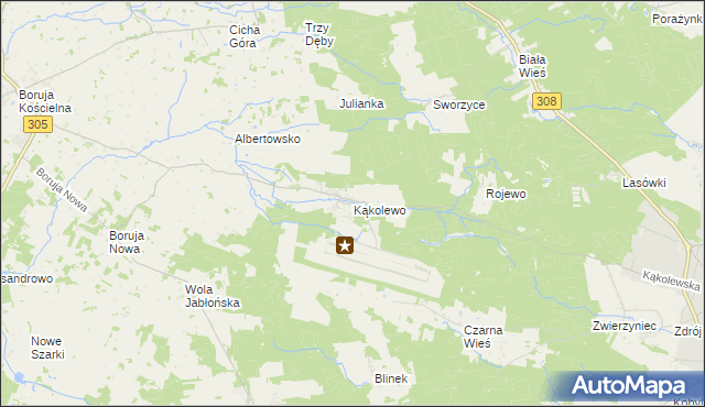 mapa Kąkolewo gmina Grodzisk Wielkopolski, Kąkolewo gmina Grodzisk Wielkopolski na mapie Targeo