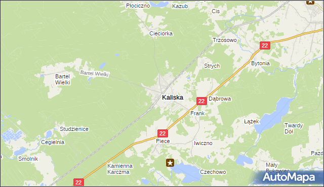 mapa Kaliska powiat starogardzki, Kaliska powiat starogardzki na mapie Targeo