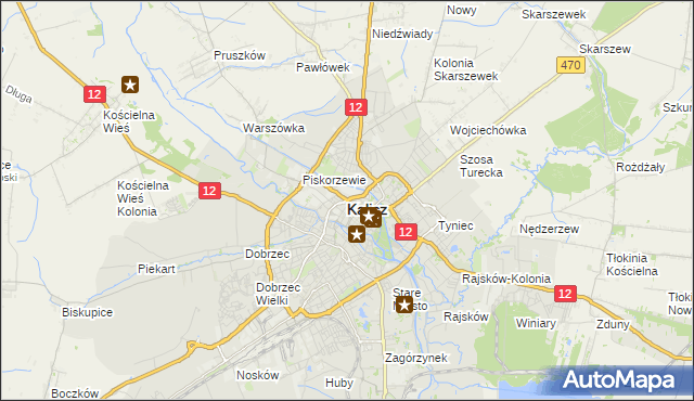 mapa Kalisza, Kalisz na mapie Targeo
